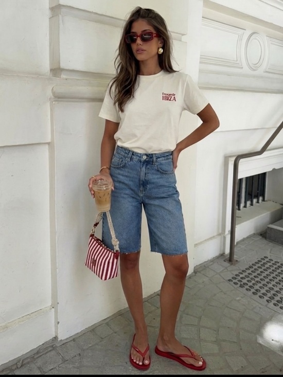 Agolde Pants - AGOLDE 90’s long shorts Bermuda 27 denim light wash
